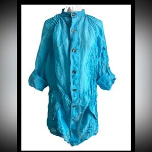 RALPH LAUREN BLACK LABEL Woman’s Turquoise Silkblend Utility Jacket RARE Sz M